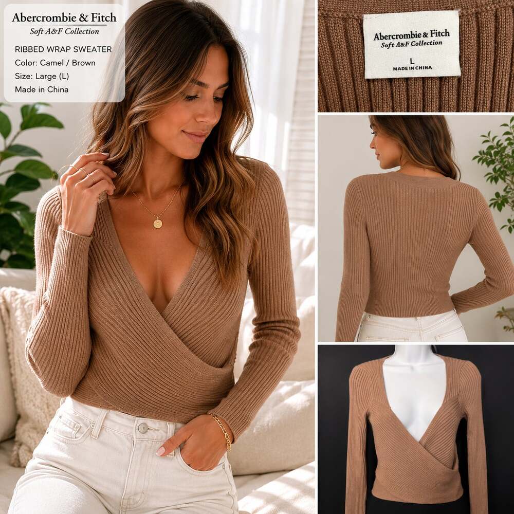 Abercrombie & Fitch Soft A&F Collection Ribbed Wrap Sweater